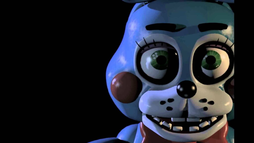 Toy Bonnie close-up digital render FNAF 2 animatronic blue rabbit with green eyes and rosy cheeks Wallpaper