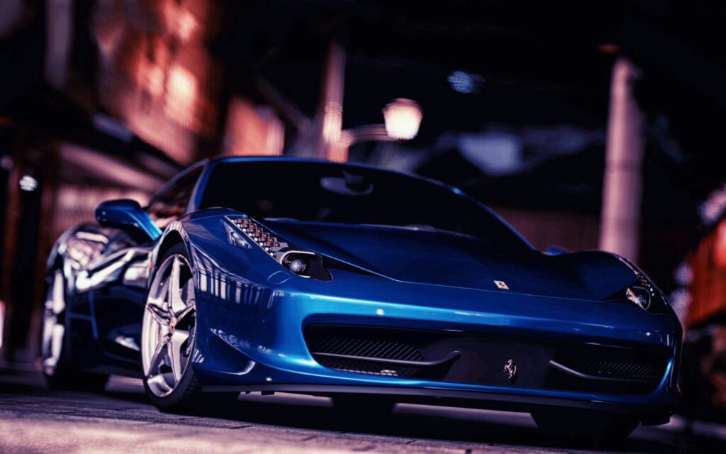 Stunning Blue Ferrari 458 Italia Wallpaper - Elegant Design & Speed