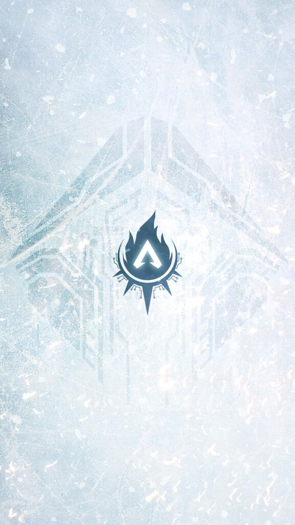 Blue flaming Apex Legends logo on frosty textured background dynamic gaming wallpaper
