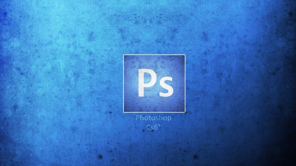Blue grunge Adobe Photoshop CS6 wallpaper with vibrant textured background and Ps logo design