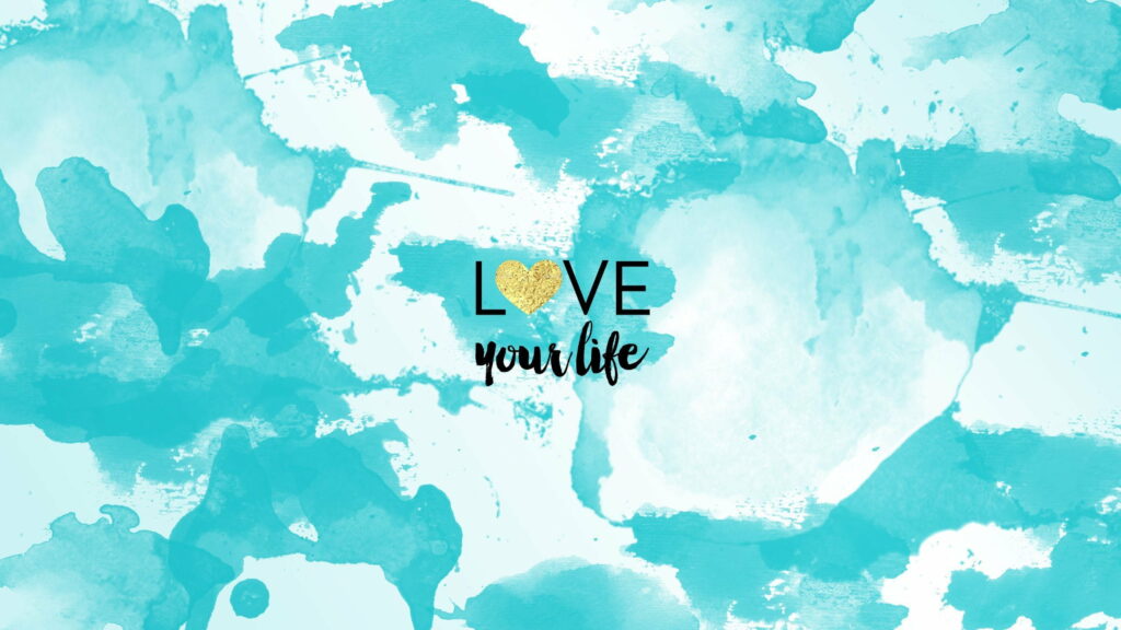 Whimsical Blue Hearts: Mesmerizing QHD Watercolor Wallpaper Abounds with Textural Beauty