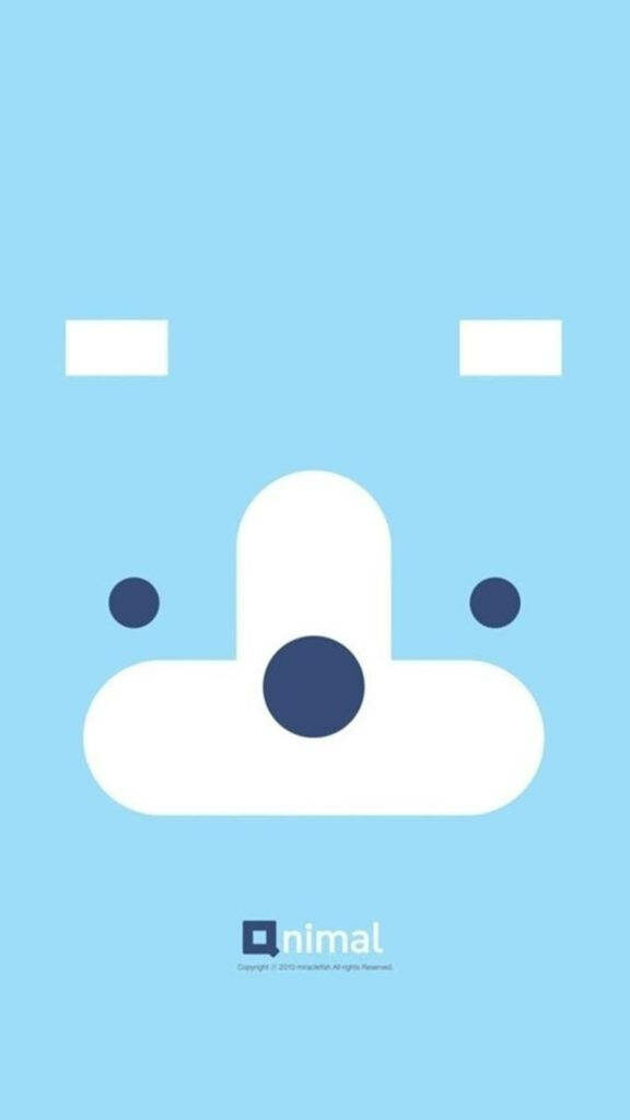 Minimalistic Blue Bear: A Charming Android Wallpaper Accentuated with a Cute Cartoon Character for a Serene Background
