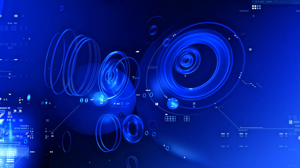 Cyber-Tech Dreamscape: Immersive Rainmeter Background Displaying Glowing Blue Cyberspace Design Wallpaper