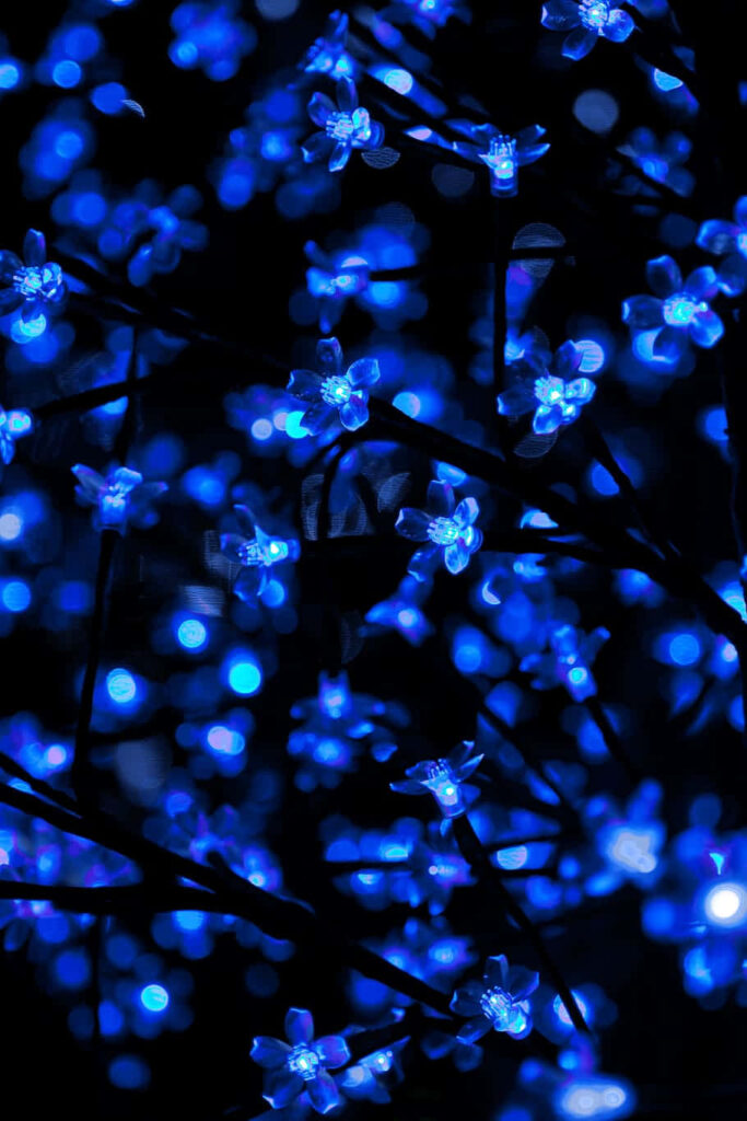 Tranquil Blue LED Flower Wallpaper for a Serene Digital Background