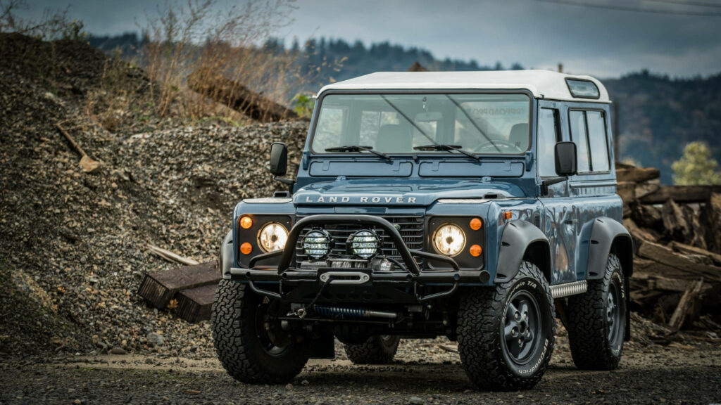 Classic Blue Land Rover Defender 90 Wallpaper for Adventurers