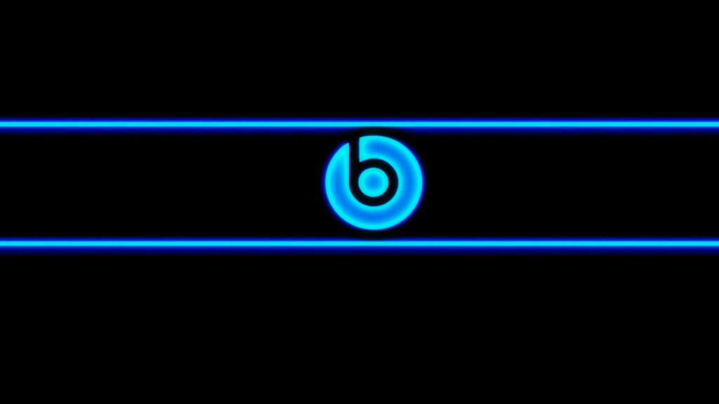 Neon Illumination: Vibrant Beats Logo in a Glowing Blue Audio Paradise Wallpaper