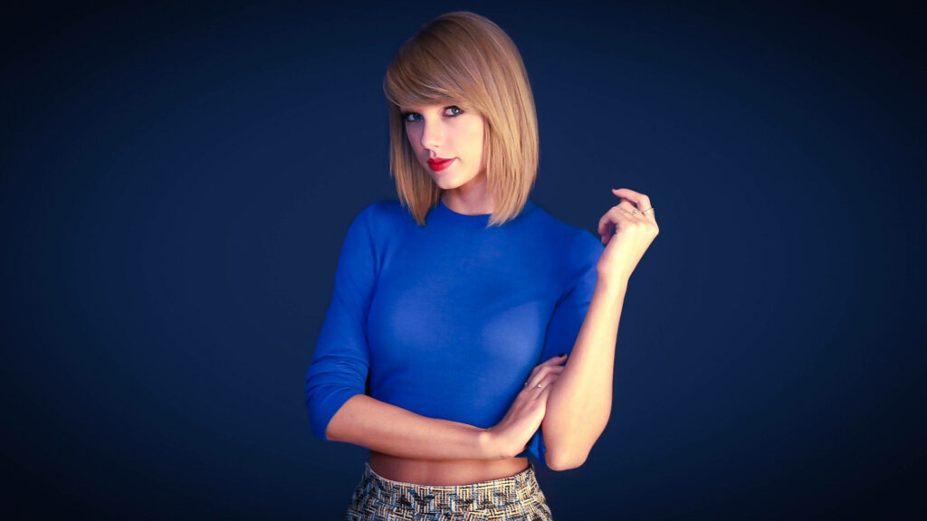 Taylor Swift: The Blue Queen in a Minimalist Realm Wallpaper