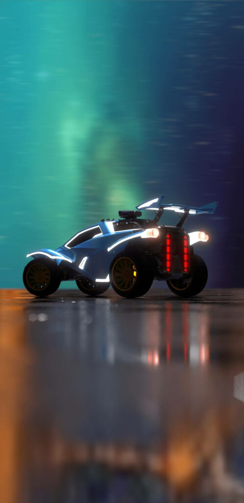 Blue Octane: Speeding Across Shimmering Asphalt Wallpaper