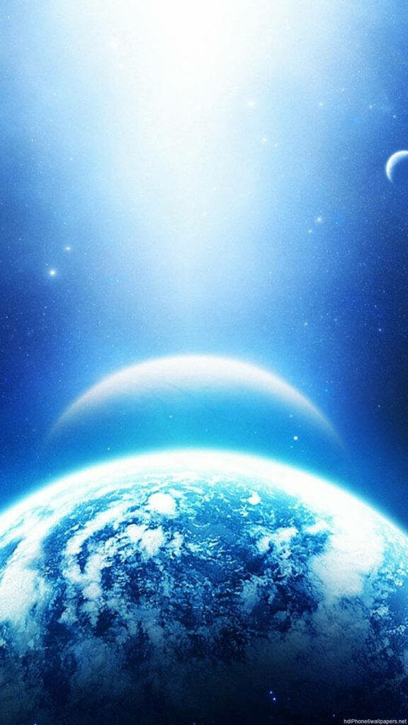 Blue Haven: A Mesmerizing Phone Wallpaper showcasing Earth's Beauty with Soft Lighting Effects