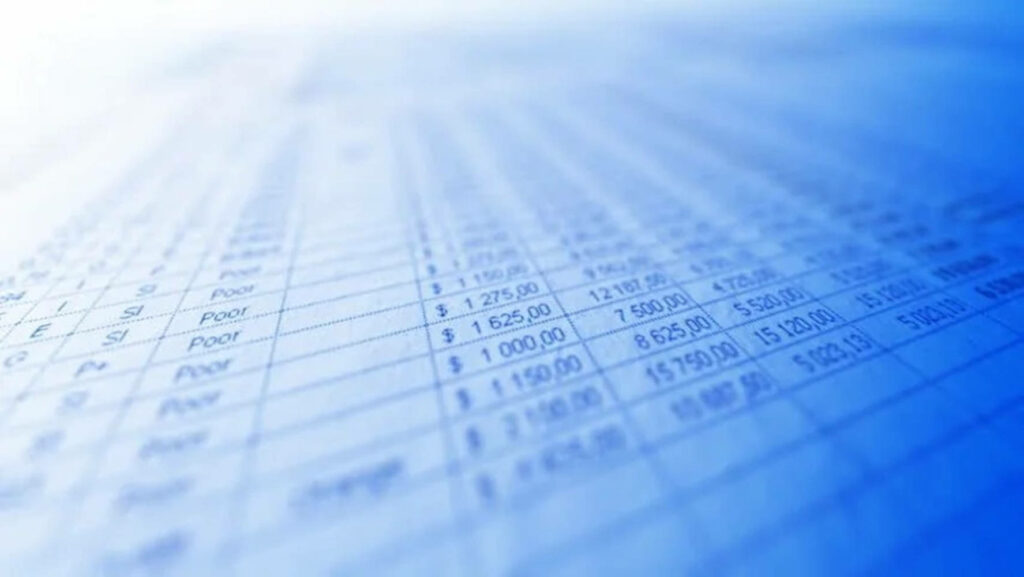 Close-Up Spreadsheet Wallpaper in Blue - Blurred Data Background
