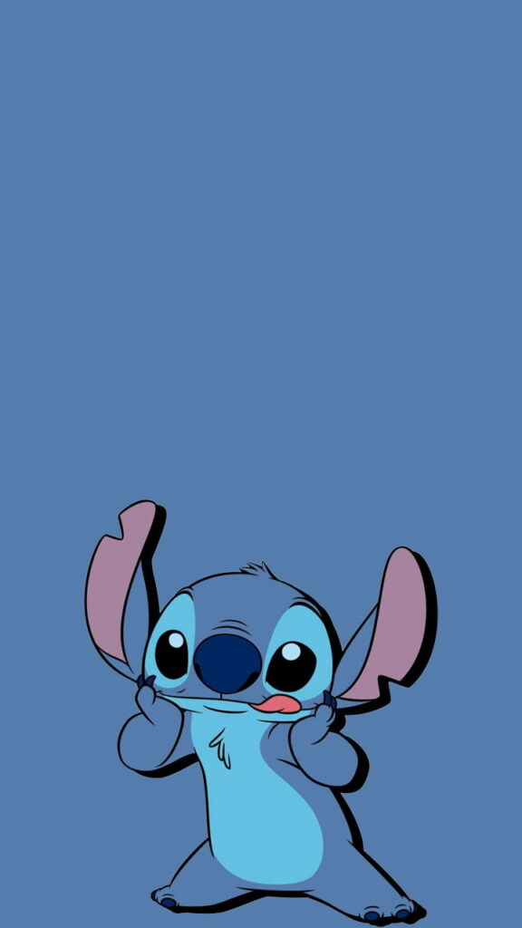 HD Blue Cartoon Stitch: Whimsical Phone Wallpaper