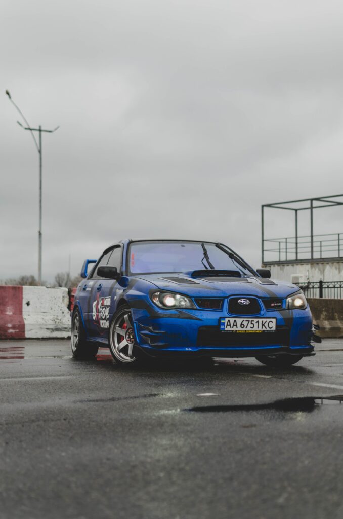 Stylish Blue Subaru Car Wallpaper: Urban Tuning & Sleek Design