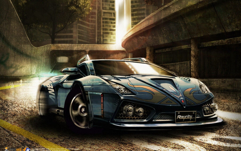 Sleek Blue Supercar Wallpaper: Urban Speed & Modern Design