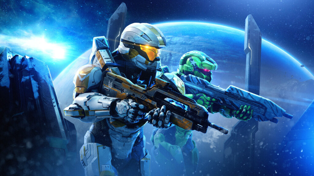 Blue Domination: Master Chief and Blue Team Unleash Their Arsenal in a 4k Wallpaper