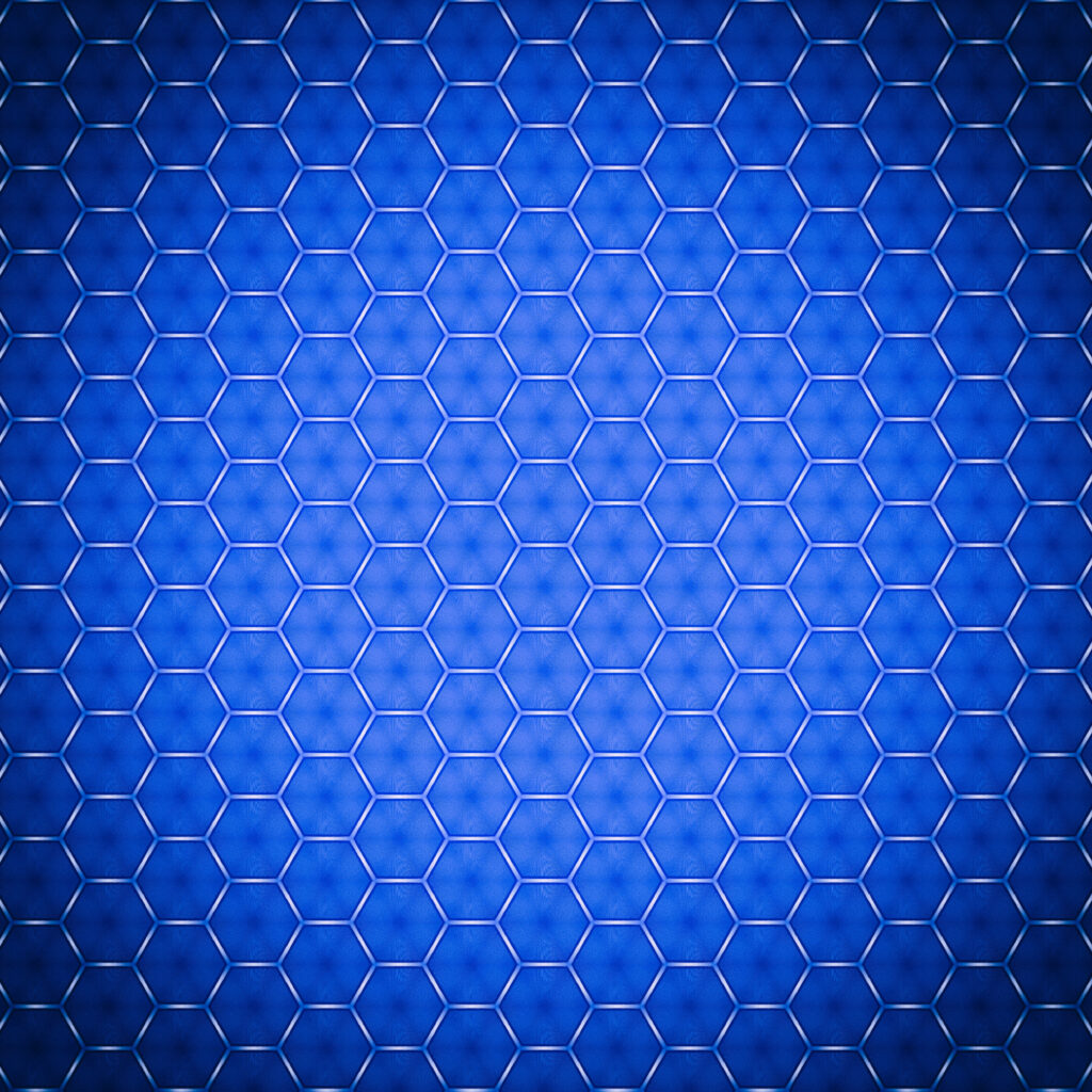 Modern Blue Metal Mesh Wallpaper: Sleek Hexagonal Design Background