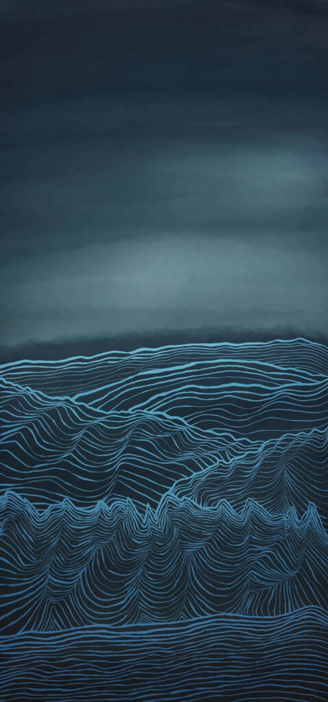 Blue Topographic Lines Wallpaper: Serene Dark Gradient Background