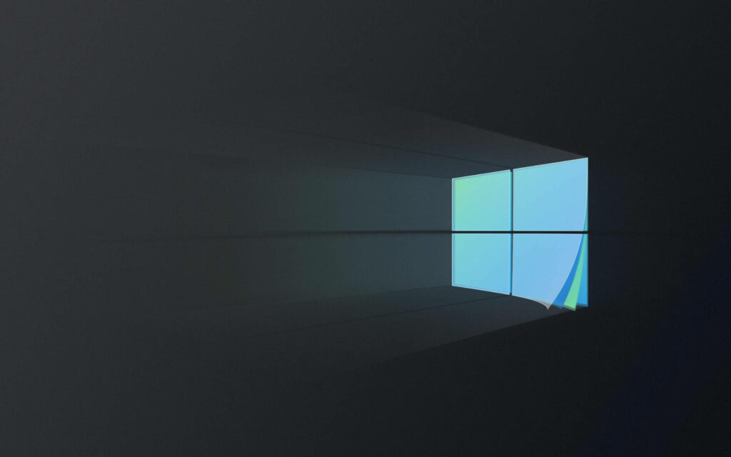 Digital Surrealism: Transformed Blue Windows Logo on Mysterious Dark Canvas – Black Windows 10 HD Desktop Image Wallpaper