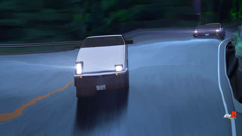 Blurred Visions: Psychedelic Racing Art featuring Vintage A86 Car from Initial D Anime Series Wallpaper