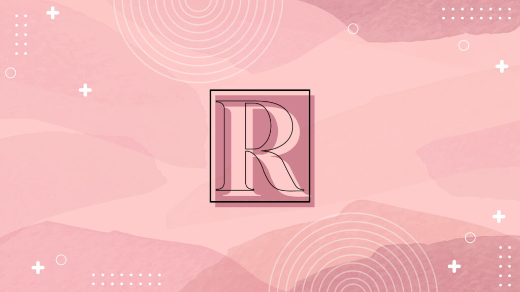 Blushing with Elegance: A Stunning Alphabet R Wallpaper with Black Outline in the Middle as Lovely Background