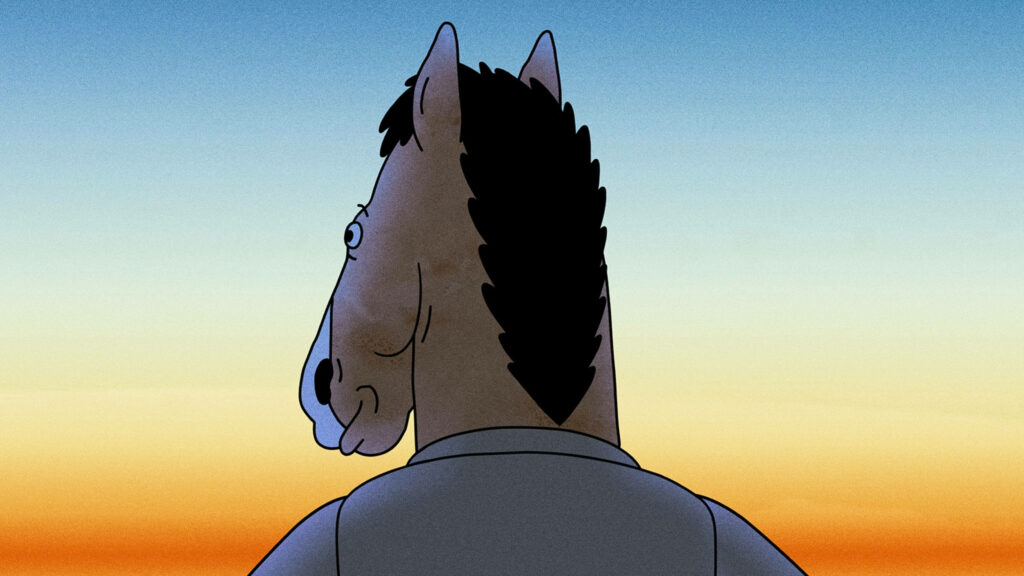 BoJack Horseman silhouette wallpaper sunset gradient sky thoughtful serene background