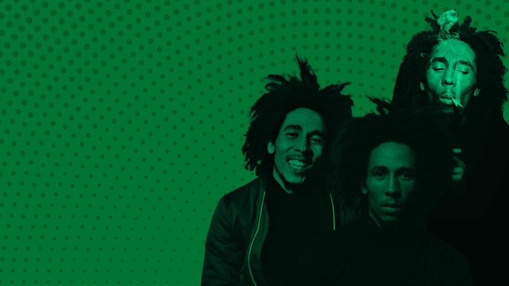 Bob Marley wallpaper vibrant green background dotted pattern iconic reggae music legend image