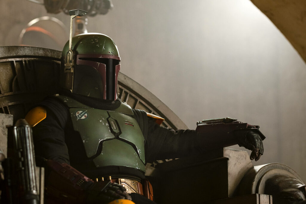 Boba Fett 4K Wallpaper: Iconic Bounty Hunter on Throne in Detail