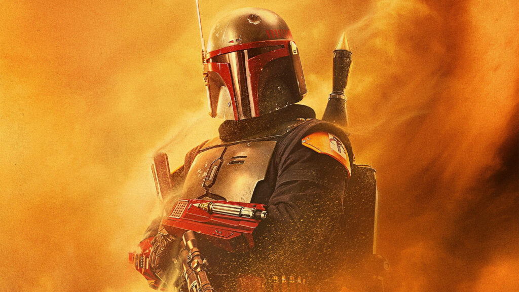 Boba Fett in Orange Smoke | High-Res 4K Wallpaper Background