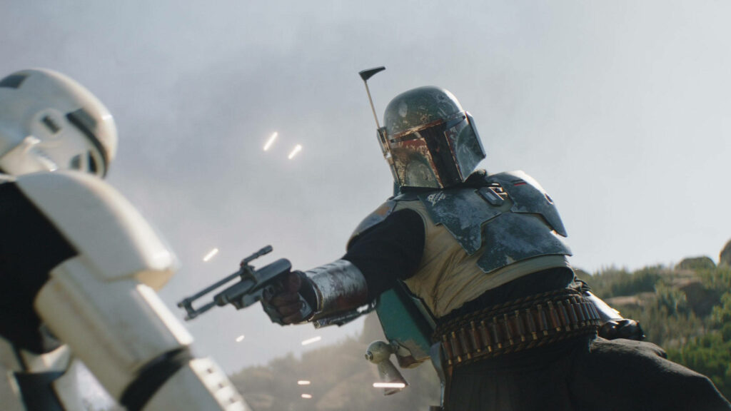 Boba Fett vs Stormtrooper: Epic Action Scene Wallpaper Background