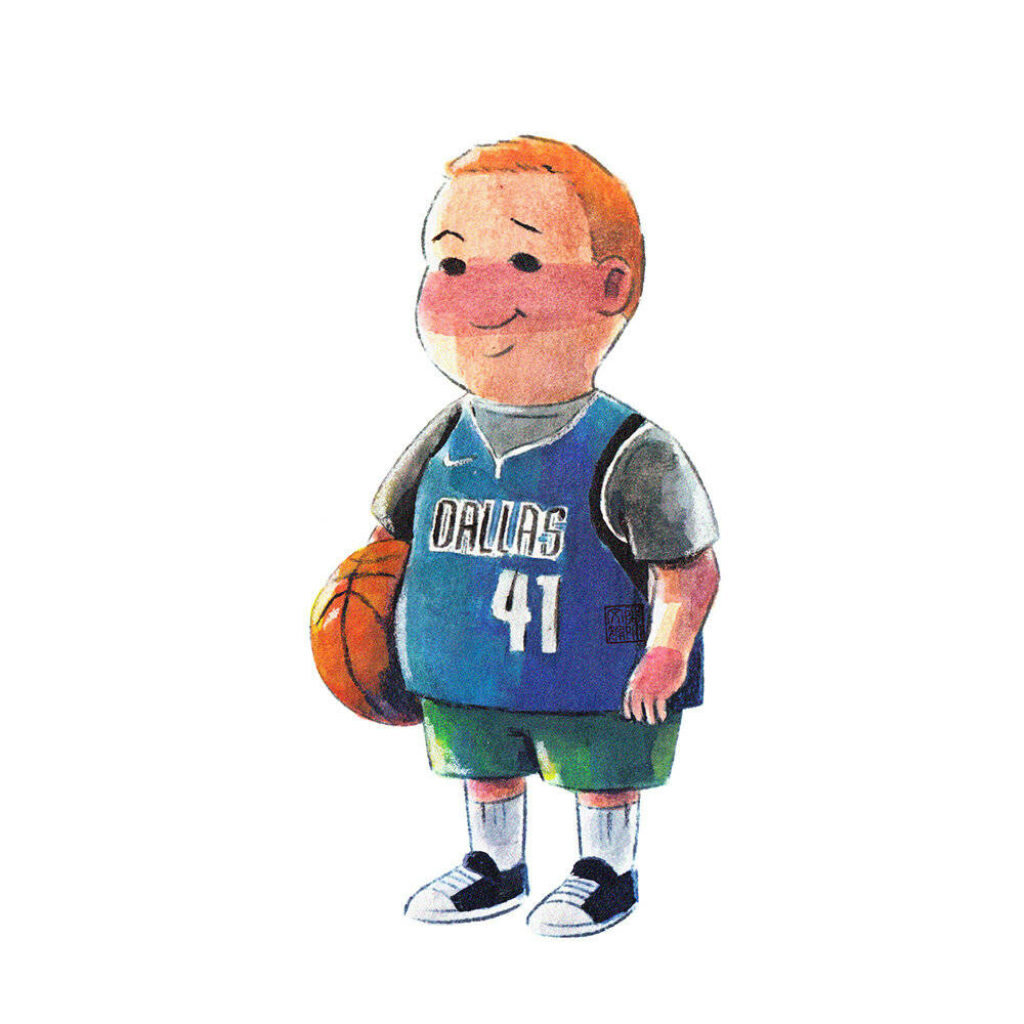 Bobby Hill in Dallas basketball jersey number 41 holding ball smiling cheerful wallpaper background