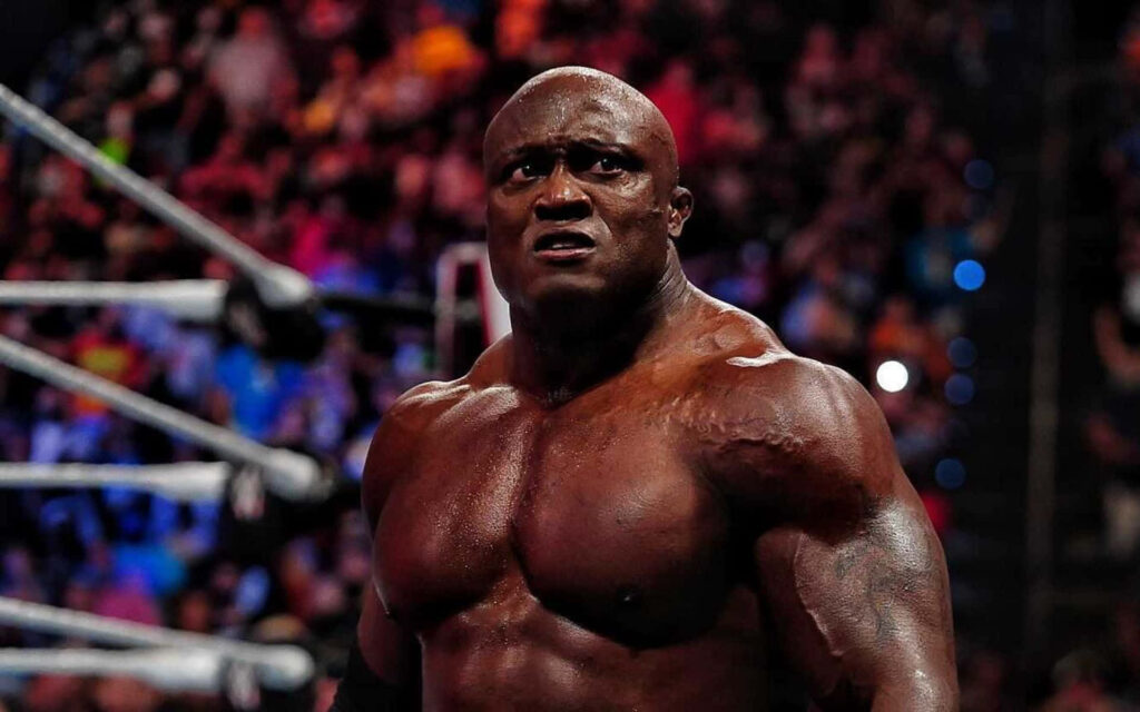 Bobby Lashley intense wrestling headshot wallpaper showing strength and fierce expression