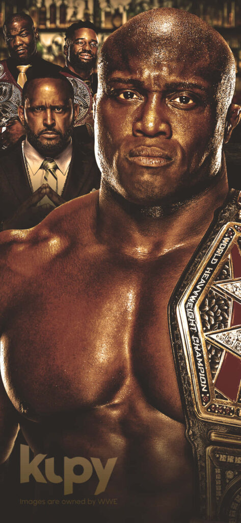 Bobby Lashley WWE champion wallpaper showing intense presence and powerful wrestling dominance