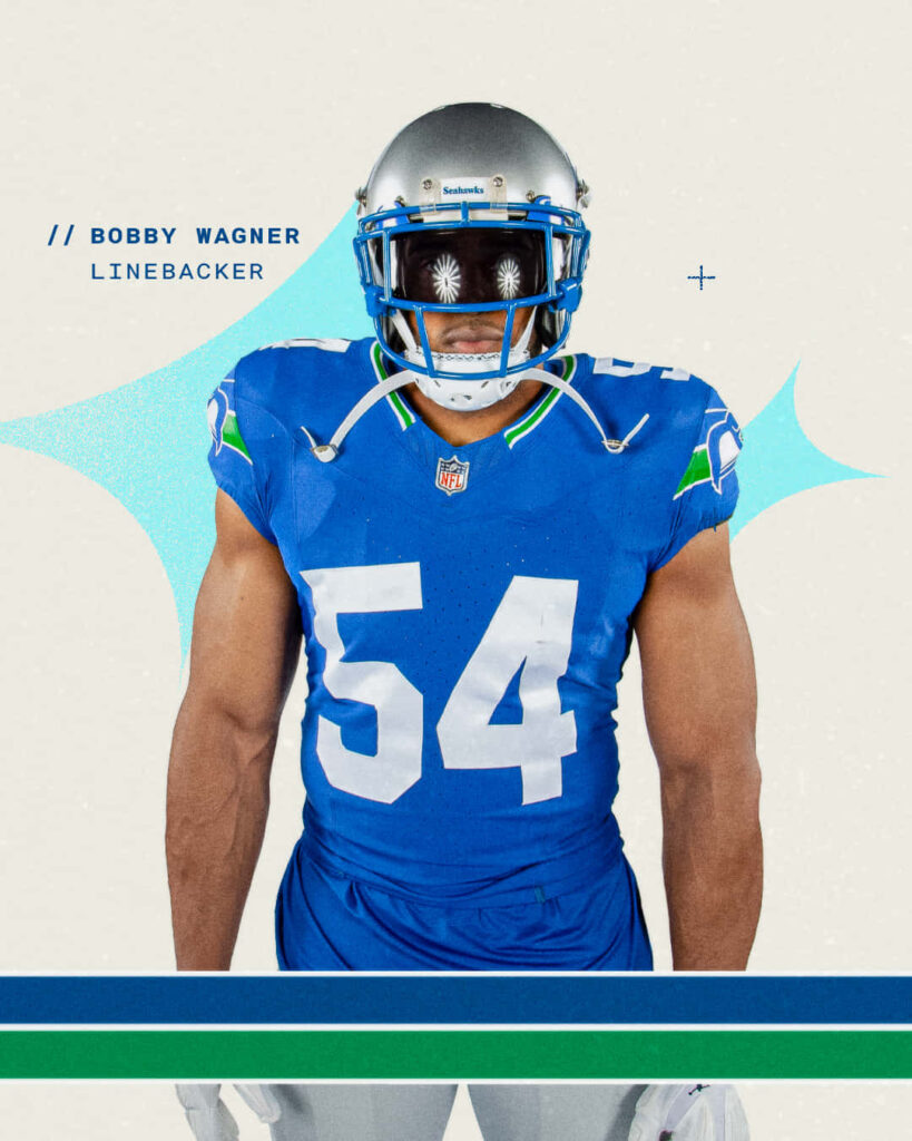 Bobby Wagner linebacker number 54 intense game action wallpaper background image