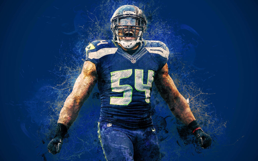 Bobby Wagner in Seahawks uniform showcasing intensity and leadership in dynamic football wallpaper