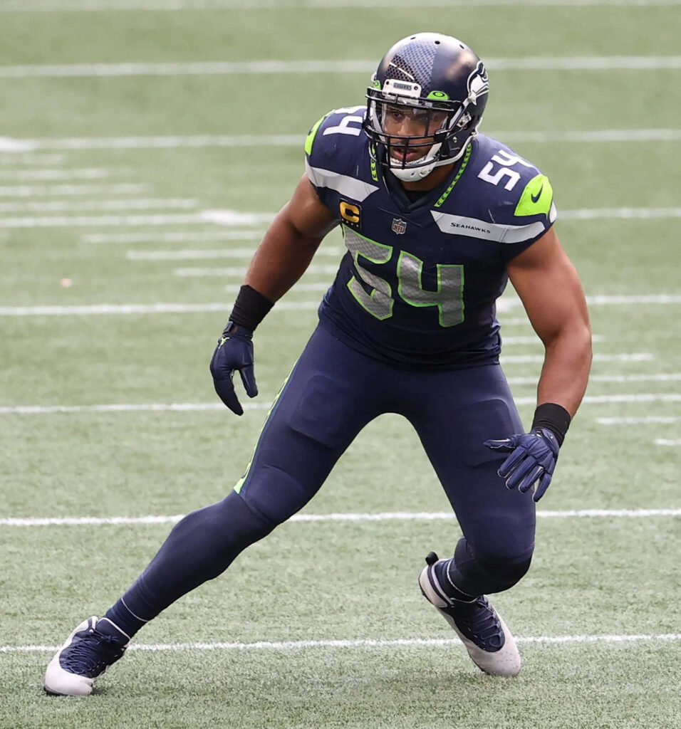 Bobby Wagner Seattle Seahawks linebacker ready position intense focus dynamic football wallpaper