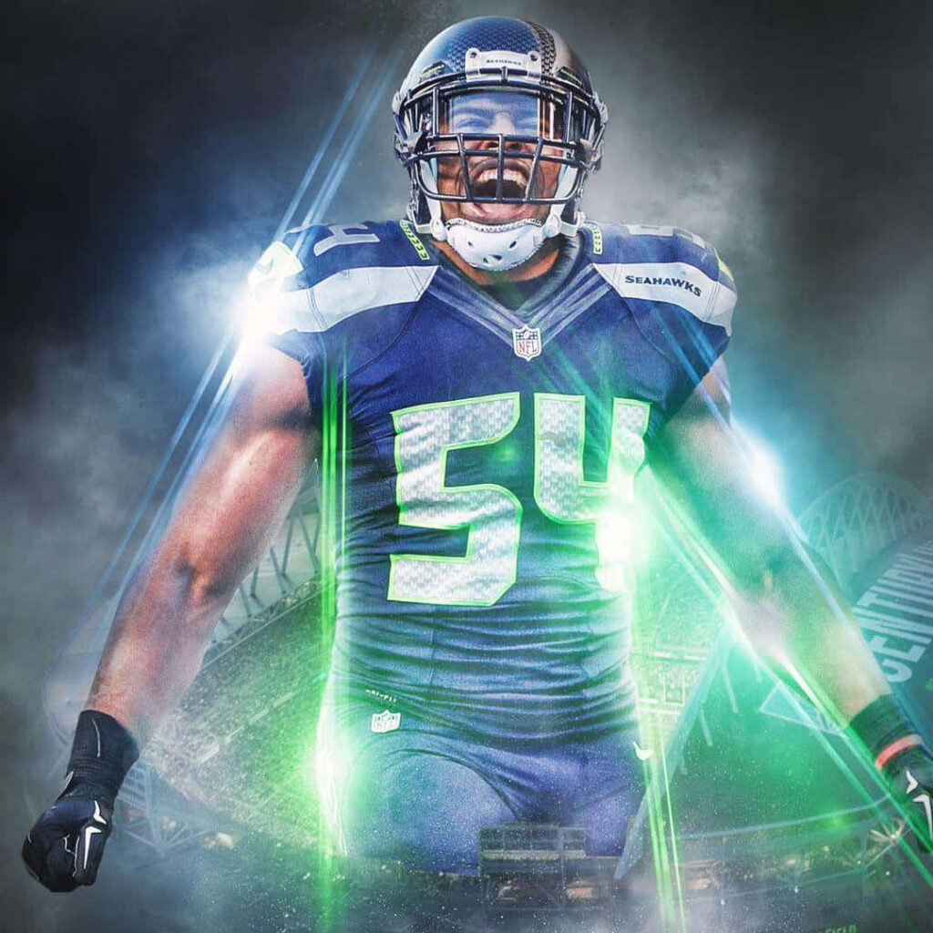 Bobby Wagner Seattle Seahawks wallpaper intense linebacker focused mid-game background