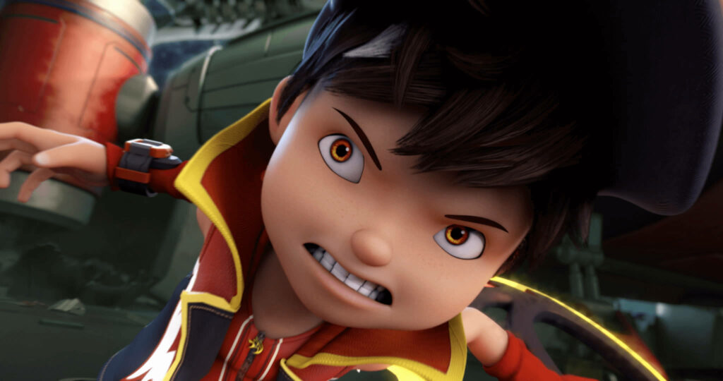 Boboiboy in HD Galaxy Form ready for space adventures futuristic wallpaper background