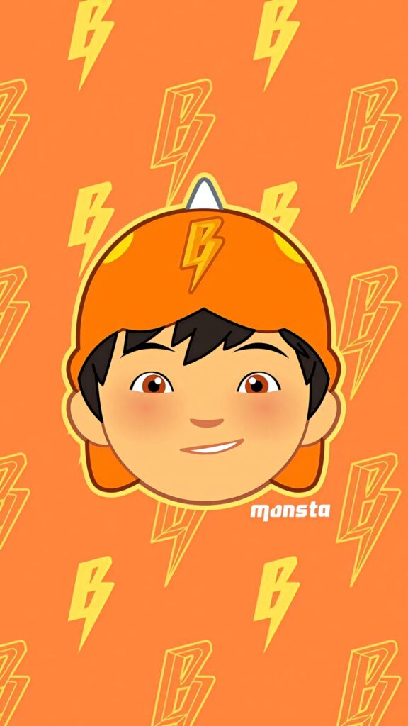 Boboiboy Lightning Form wallpaper vibrant orange background lightning bolts HD dynamic energy