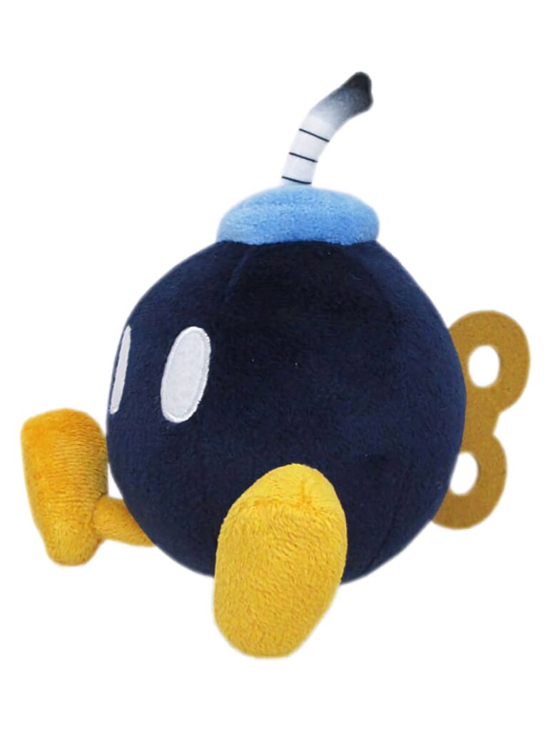 Bob-omb from Super Mario bursts with vibrant energy in adventurous game wallpaper background