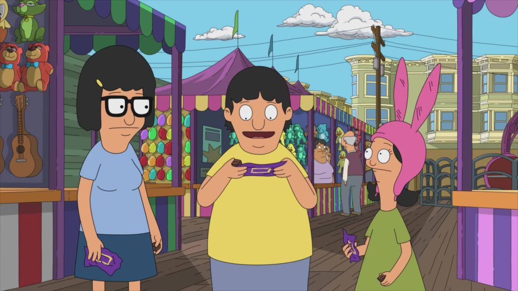 Bob's Burgers wallpaper with Tina Gene Louise at theme park boardwalk games with prizes