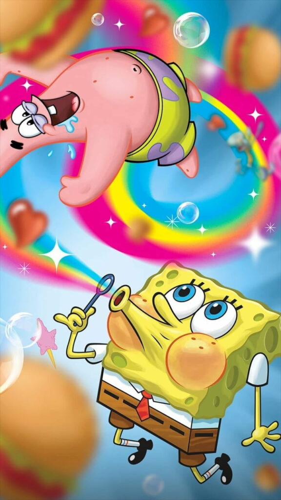 Vibrant Spongebob Multicolor Mosaic: Bob and Crabs Unite on Mobile, Nickelodeon-inspired HD Phone Wallpaper