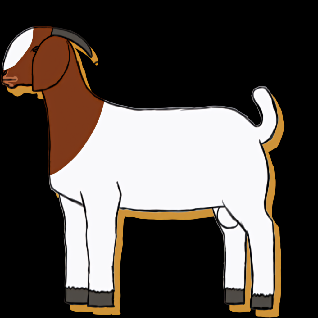 Boer Goat Illustration: Brown Head & White Body on Transparent Background Wallpaper