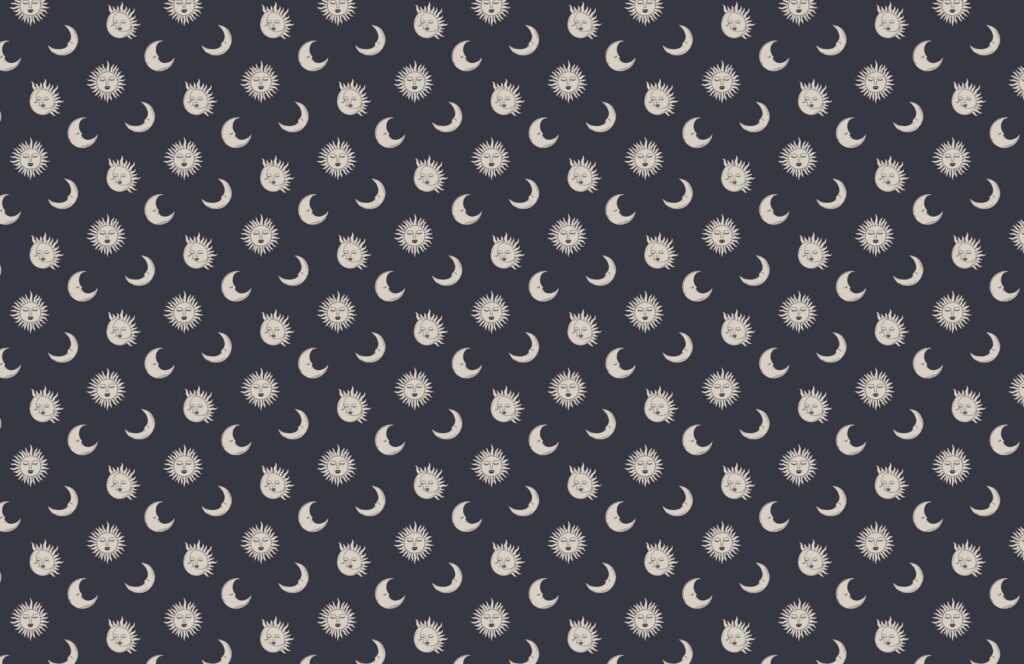Celestial Blue Boho: A Captivating Moonlit Navy Pattern Wallpaper