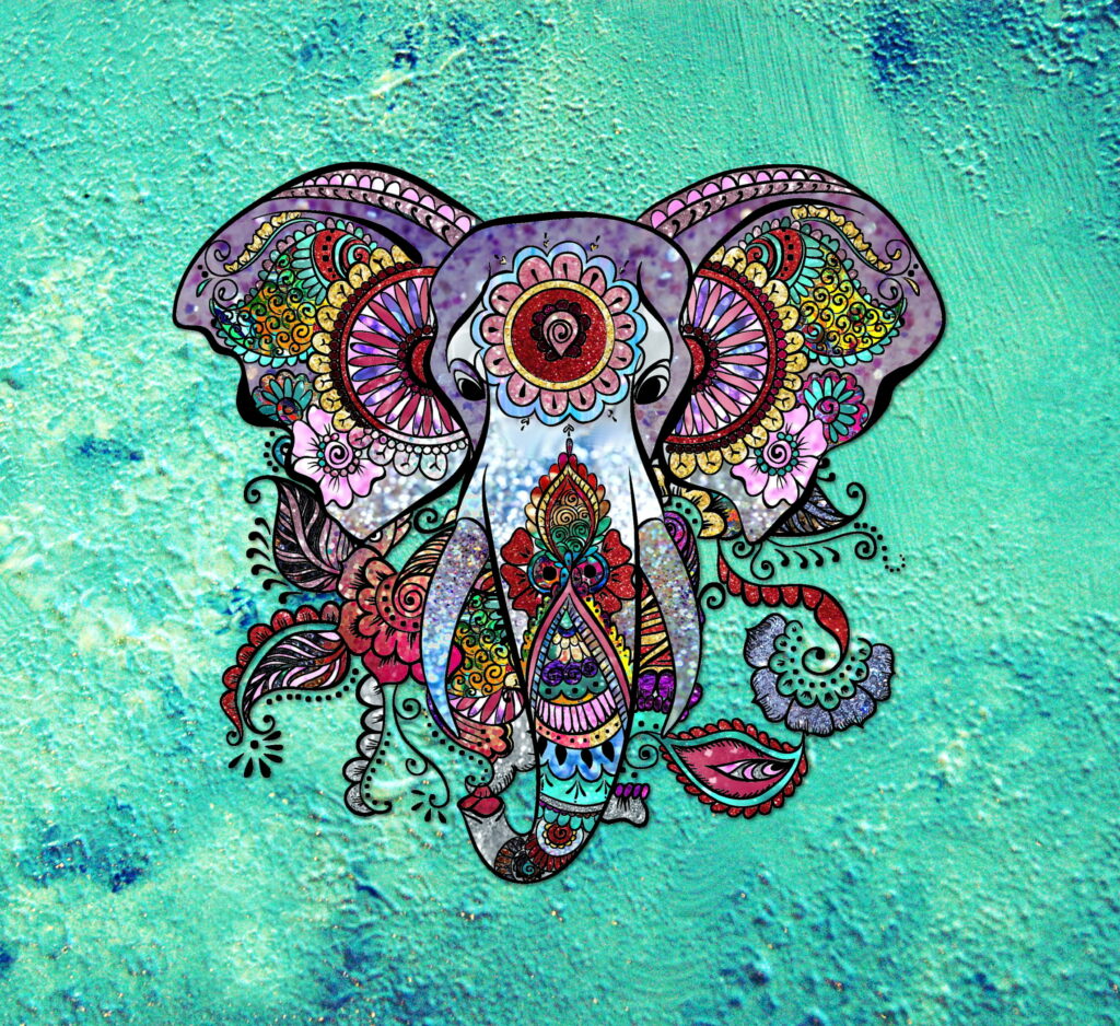 Glimmering Bohemian Elephant in a Vibrant Symphony of Colors - HD Wallpaper