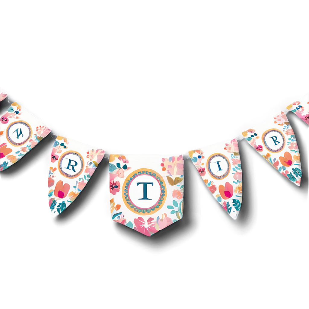 Boho Chic Birthday Banner Wallpaper: Floral Pastels & Whimsical Design