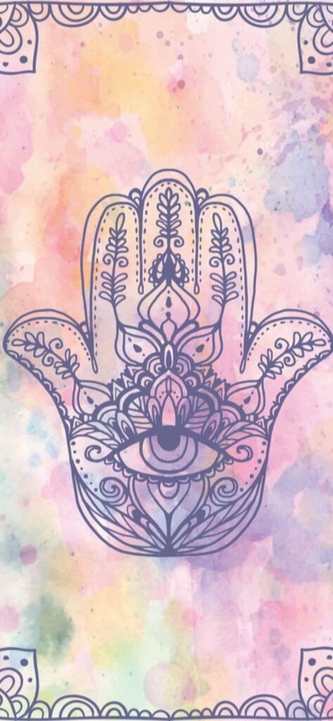 Whimsical Boho Bliss: Delightful Hamsa Hands Capture in Pastel Perfection, an HD Phone Wallpaper
