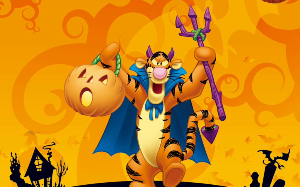 Tigger's Halloween Mischief: A Playful Trick-or-Treat Adventure in Disney's Charming Halloween Wallpaper