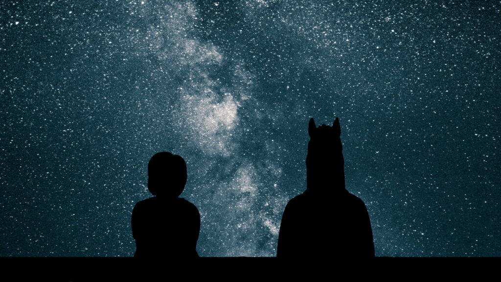Galactic Serenity: Bojack Horseman in a Starry Night Sky HD Wallpaper