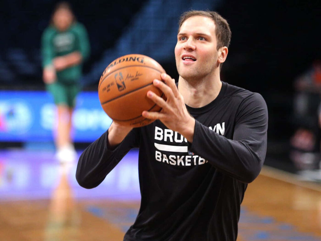 Bojan Bogdanovic Brooklyn Nets shooting practice under stadium lights high resolution wallpaper