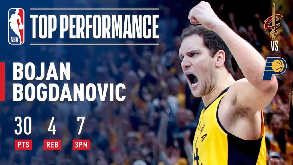 Bojan Bogdanovic Indiana Pacers celebrating 30 points 7 three pointers NBA game poster wallpaper