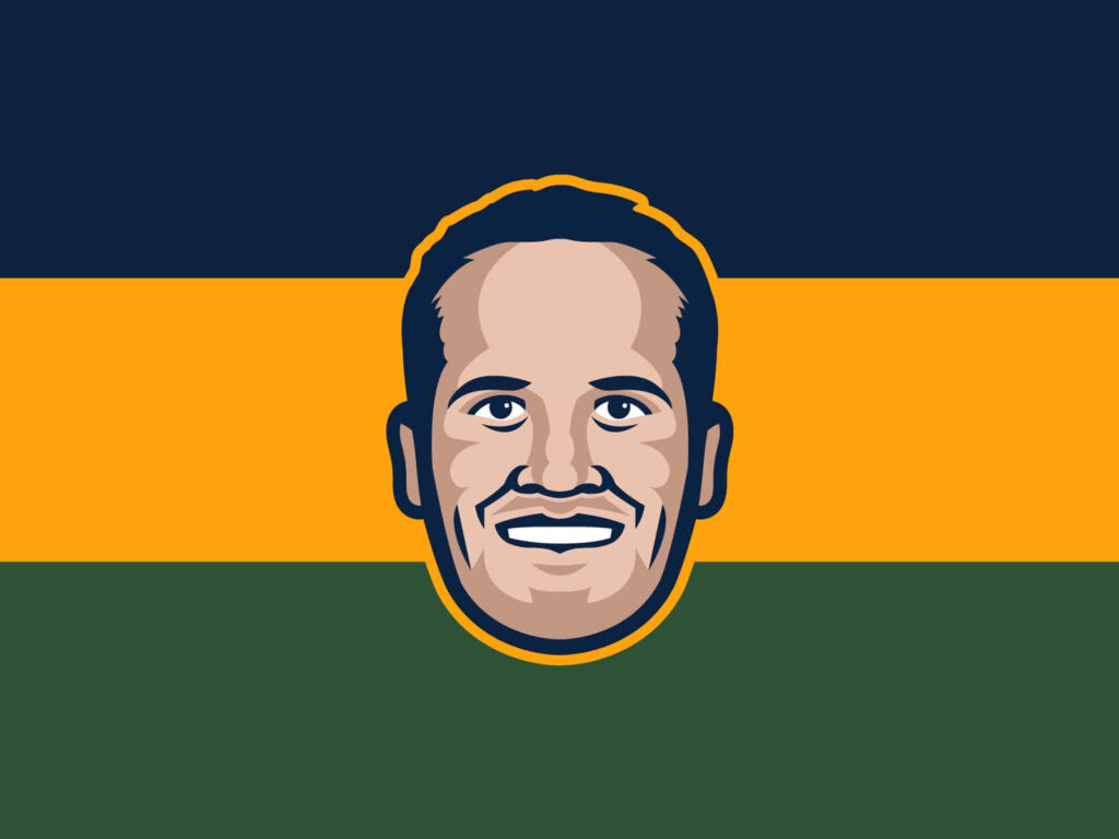 Bojan Bogdanović Utah Jazz roster portrait digital wallpaper in team colors background
